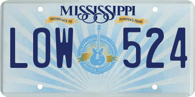 MS license plate LOW524