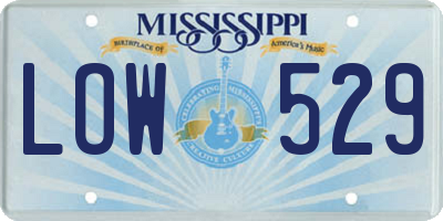 MS license plate LOW529