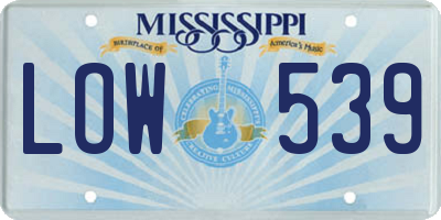 MS license plate LOW539