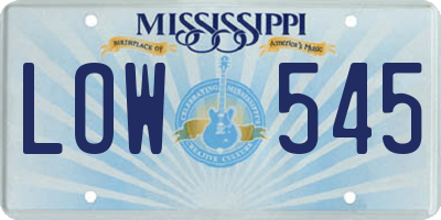 MS license plate LOW545