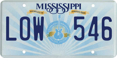 MS license plate LOW546