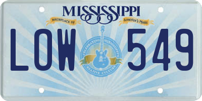 MS license plate LOW549
