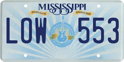 MS license plate LOW553