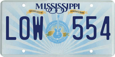 MS license plate LOW554