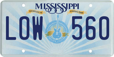 MS license plate LOW560