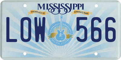 MS license plate LOW566