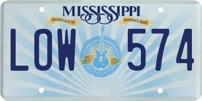 MS license plate LOW574