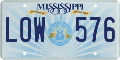 MS license plate LOW576