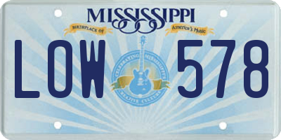MS license plate LOW578
