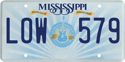 MS license plate LOW579