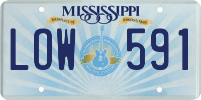 MS license plate LOW591