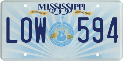 MS license plate LOW594