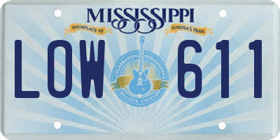 MS license plate LOW611