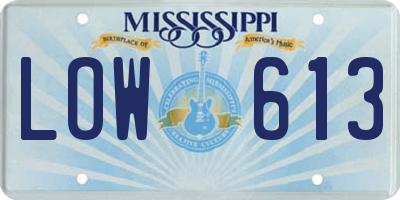 MS license plate LOW613