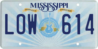 MS license plate LOW614