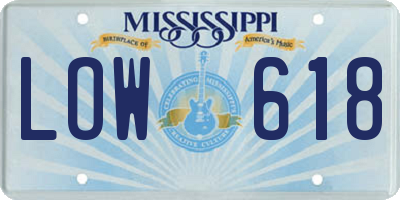 MS license plate LOW618