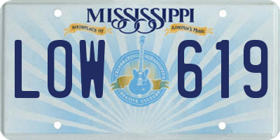 MS license plate LOW619