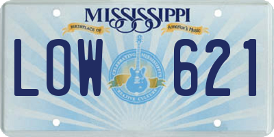 MS license plate LOW621