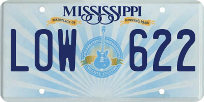 MS license plate LOW622