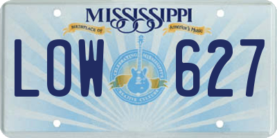 MS license plate LOW627
