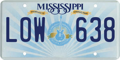 MS license plate LOW638