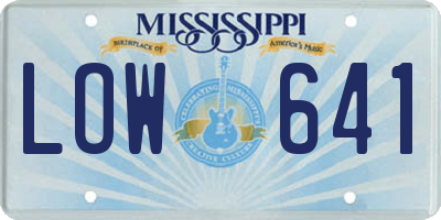 MS license plate LOW641