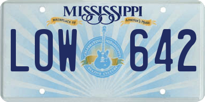 MS license plate LOW642