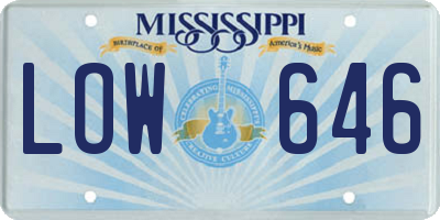 MS license plate LOW646