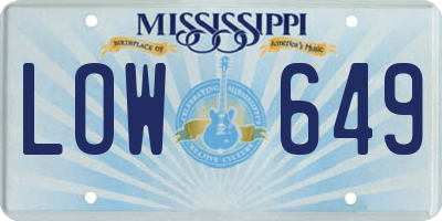 MS license plate LOW649