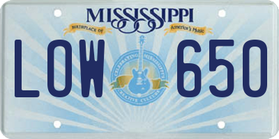 MS license plate LOW650