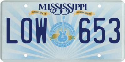 MS license plate LOW653