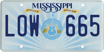 MS license plate LOW665