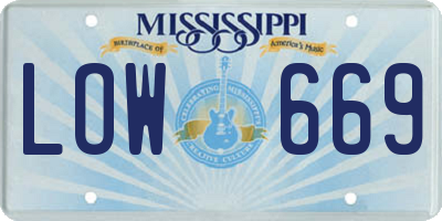 MS license plate LOW669