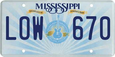MS license plate LOW670
