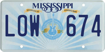 MS license plate LOW674