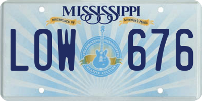MS license plate LOW676