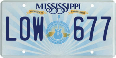 MS license plate LOW677
