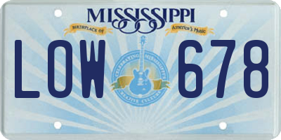 MS license plate LOW678