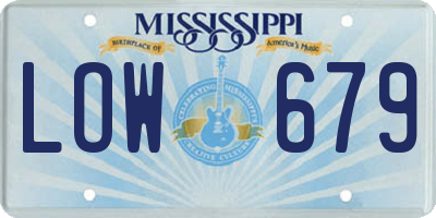 MS license plate LOW679