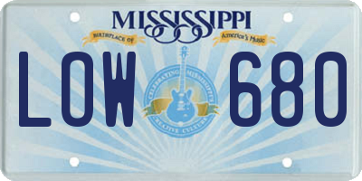 MS license plate LOW680
