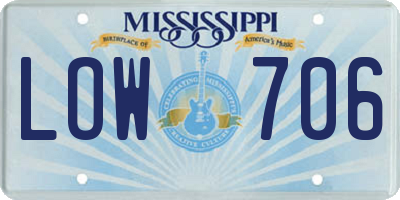 MS license plate LOW706