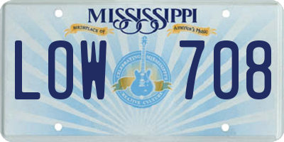 MS license plate LOW708