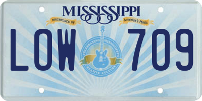 MS license plate LOW709