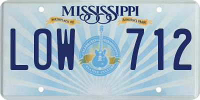 MS license plate LOW712