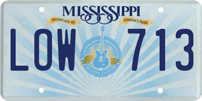 MS license plate LOW713