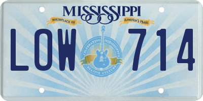 MS license plate LOW714