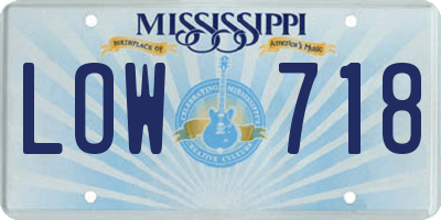 MS license plate LOW718