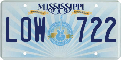 MS license plate LOW722