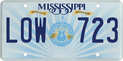 MS license plate LOW723