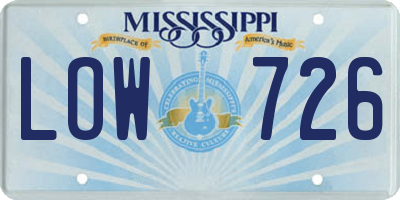 MS license plate LOW726